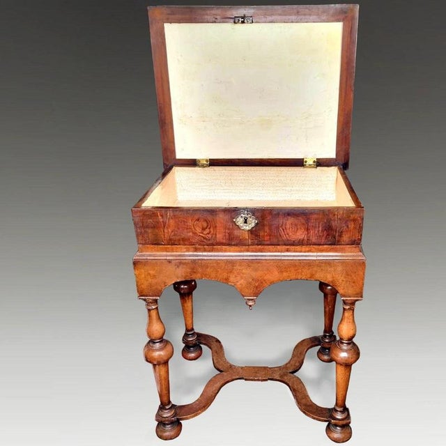 17th Century Antique William and Mary Oyster Veneered Walnut Box on Stand, 1680 For Sale - Image 5 of 9