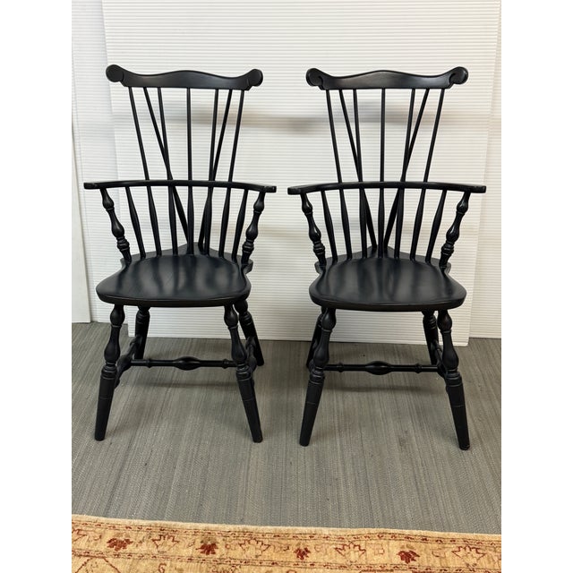 Nichols & Stone Nichols & Stone Vintage Tall-Back Windsor Armchairs, Pair For Sale - Image 4 of 12