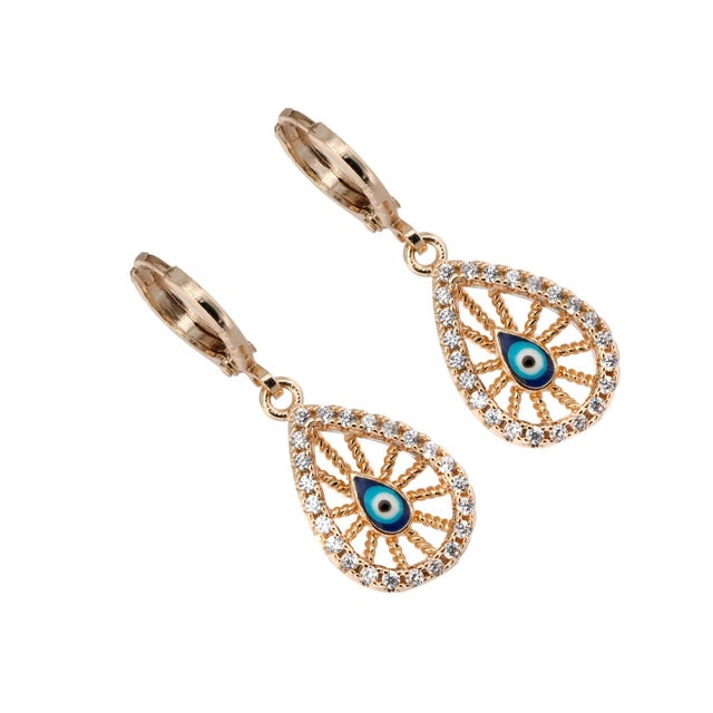 Early 21st Century Gold Filigree Evil Eye Earrings, A Pair For Sale - Image 5 of 6