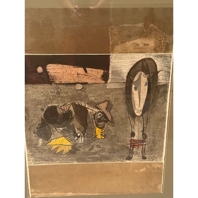 Framed Etching 'Segador Y Burro' by Jose Ortega For Sale - Image 4 of 4