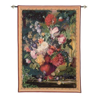 Bouquet Flamand Loom Woven Tapestry - 113 X 84 Cm (3'9" X 2'9") - Requires Rod Size 2 For Sale