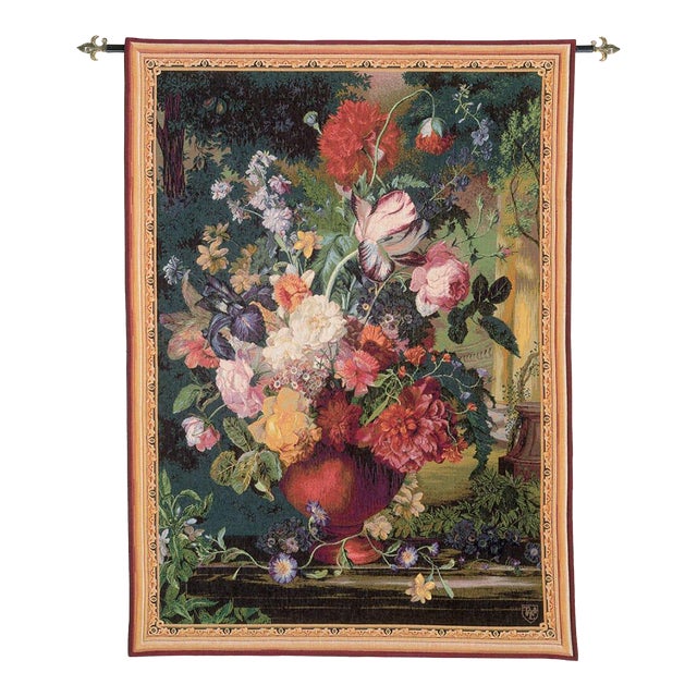Bouquet Flamand Loom Woven Tapestry - 113 X 84 Cm (3'9" X 2'9") - Requires Rod Size 2 For Sale