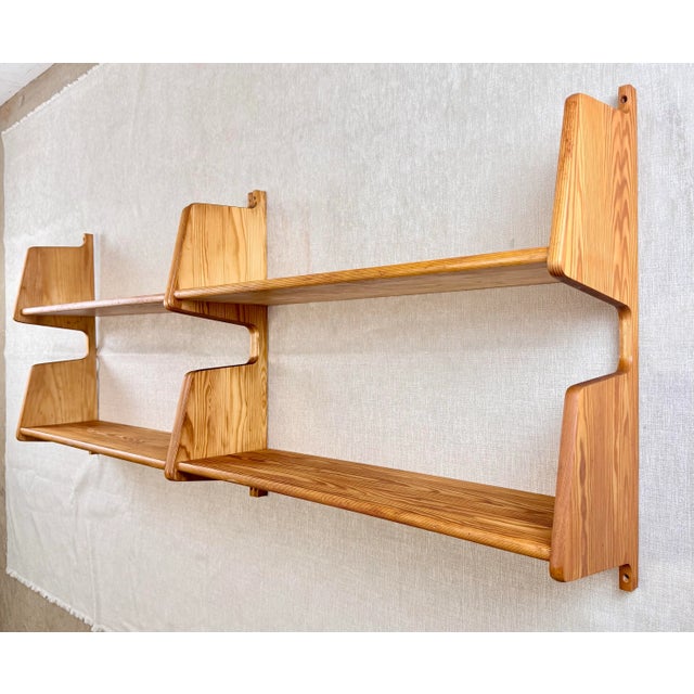 Mid-Century Modern Mid Century Scandinavian Modern Modular Pine Wall Shelf For Sale - Image 3 of 12