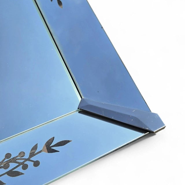 Mid 20th Century Mid‑Century Rectangular Etched Venetian Mirror – Italian Elegance With Floral Motif (1950s) For Sale - Image 5 of 12