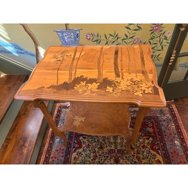 Emile Galle Antique Inlaid Marquetry Art Nouveau Table by Émile Gallé For Sale - Image 4 of 12