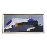 Mid-Century Modern 'Blue Echoes' Vintage Original Abstract Oil Painting by Swedish Artist Hans Osswald (1919-1983), Framed For Sale