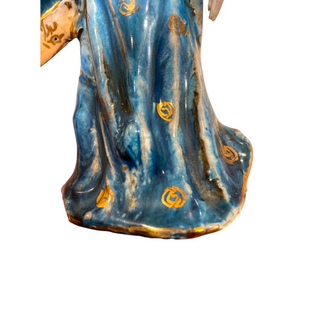 Gold Eugenio Pattarino Ceramic Sculpture of Chinese Man and Lady, Italian Chinoiserie For Sale - Image 8 of 18