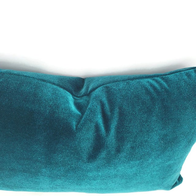 Modern Cowtan and Tout - Rostang in Lagoon Pillow Cover - 13" X 20" Bright Teal Plush Velvet Cushion Case For Sale - Image 3 of 5