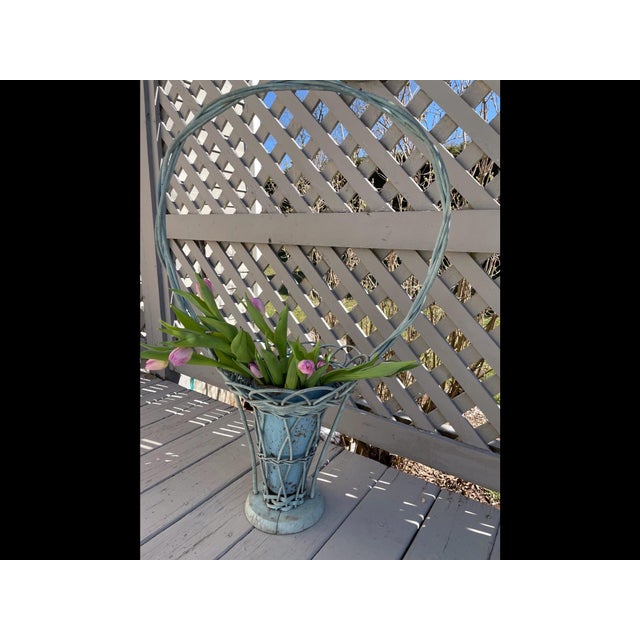 Antique Victorian Floral Wicker Basket For Sale In Boston - Image 6 of 8