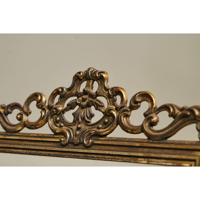 1940s Mid-20th Century Italian Ornate Table Mirror in Patinated Silver-Plated Brass, 1940s For Sale - Image 5 of 12