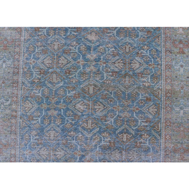 Antique Persian Sultanabad Rug in Light Blue and Green With All-Over Design 4'2"x6'5" For Sale - Image 4 of 10