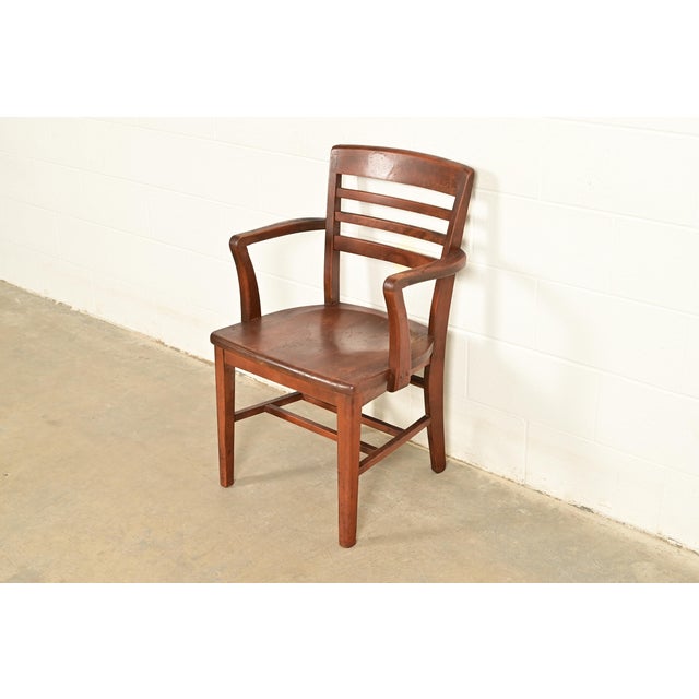 Antique Arts & Crafts Carved Walnut Banker's Chair, Circa 1920s For Sale - Image 12 of 12