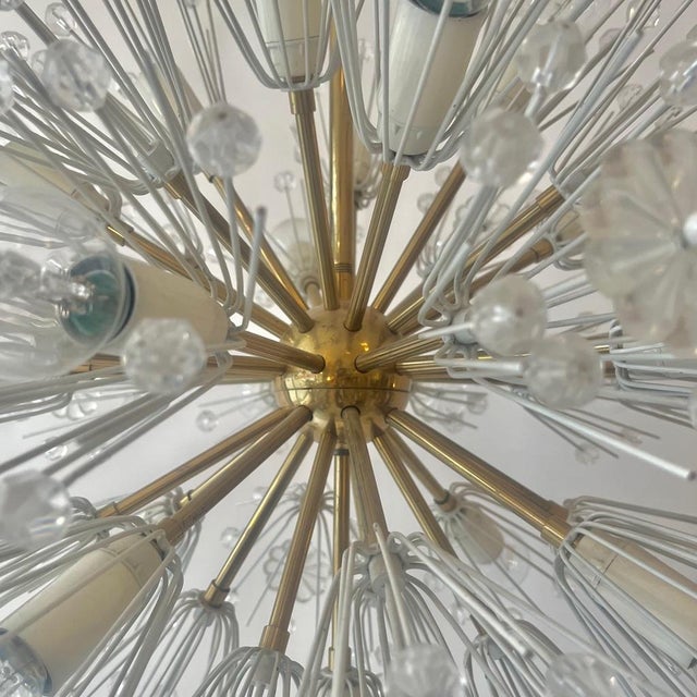 1960s Large Sputnik Snowball Brass and Crystal Chandelier attributed to Emil Stejnar for Rupert Nikoll, Austria, 1960s For Sale - Image 5 of 9