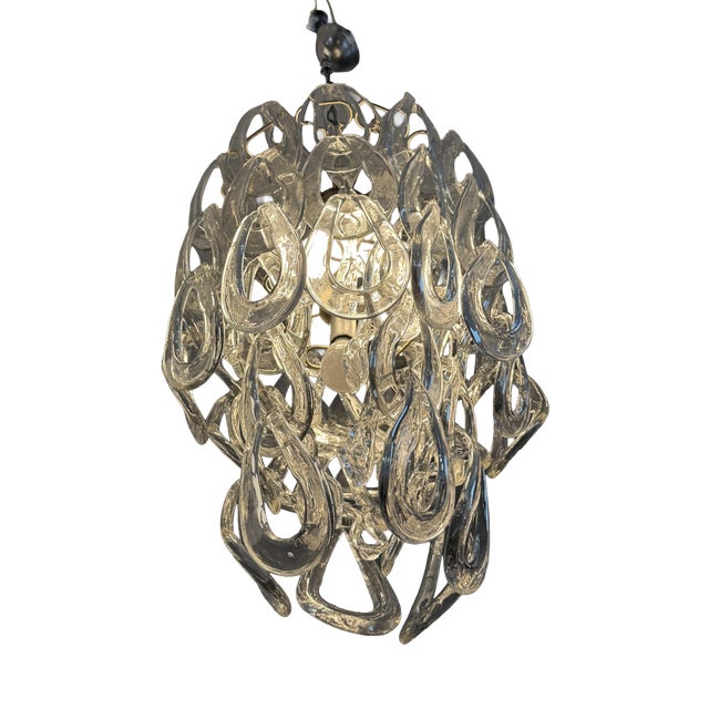 Five-Light Murano Glass Pendant Light by Angelo Mangiarotti for Vistosi, 1967 For Sale