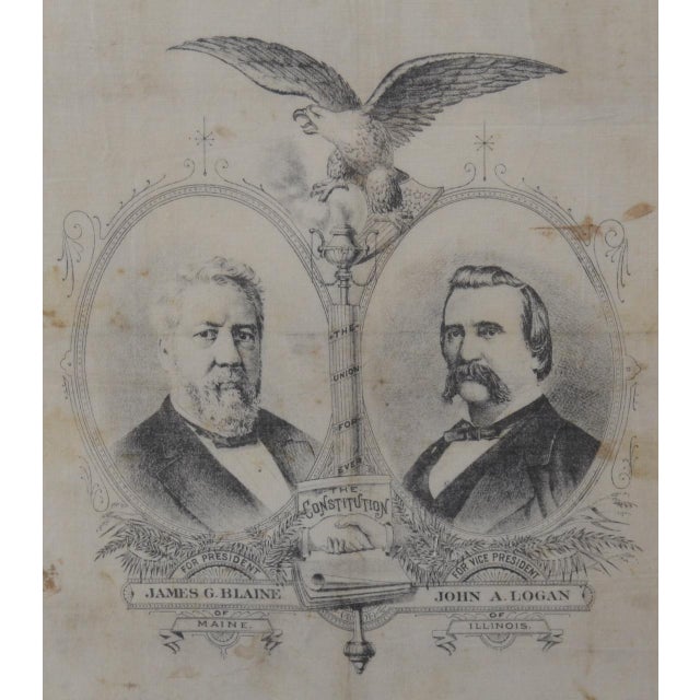 American Antique Presidential Campaign Textile Circa 1889 For Sale - Image 3 of 5