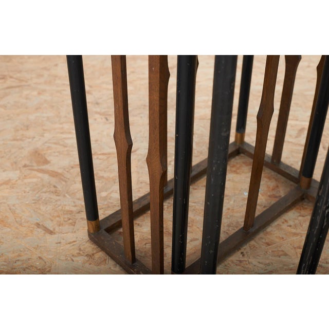 Vienna Secession Nesting Tables with Wooden Base, Brass Accents, and Oak Tops, Set of 4 For Sale - Image 9 of 14