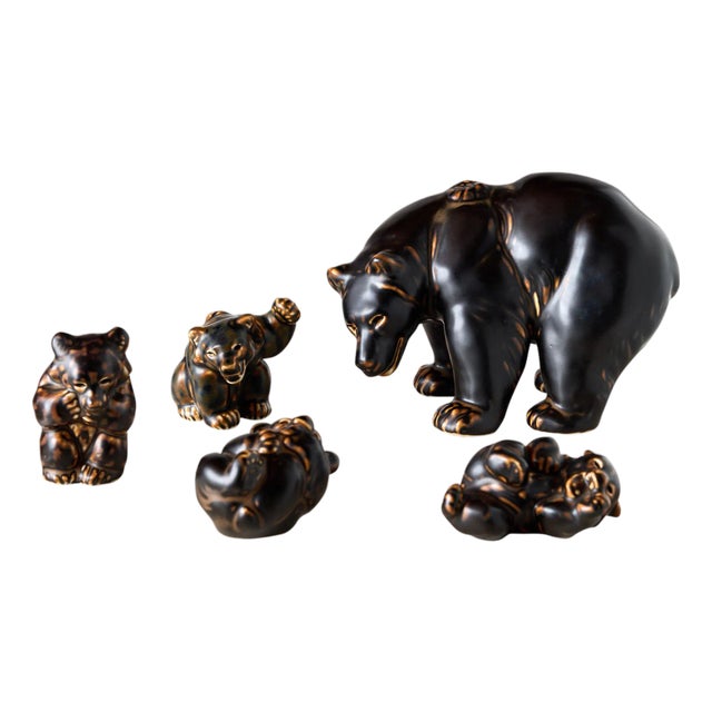 Bear Family Figurines by Knud Kyhn for Royal Copenhagen - Set of 5 For Sale