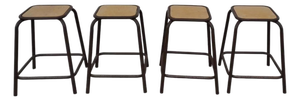 Vintage Industrial Stackable Bar Stools from Mullca, France, 1950s, Set of 4