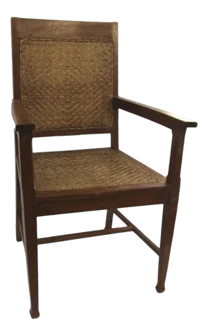 Vintage Teak Armchair Wicker Seat and Back