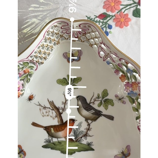 Herend Rothschild Openwork Triangular Dish With Birds For Sale In New York - Image 6 of 10