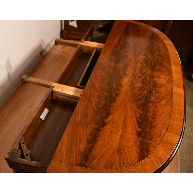 1920 Antique French Walnut & Crotch Mahogany Flip-Top Console / Serving Table For Sale - Image 6 of 18