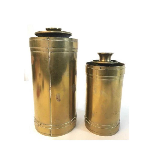 Brass Late 20th Century Brass Candle Holders - a Pair For Sale - Image 8 of 9