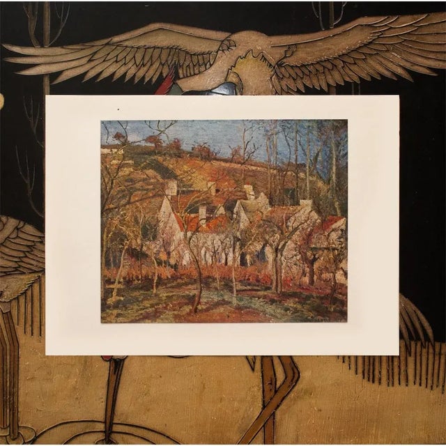 The School of Paris 1940s After Camille Pissarro "The Red Roofs in Pontoise", First Edition Parisian Full-Color Print For Sale - Image 3 of 9