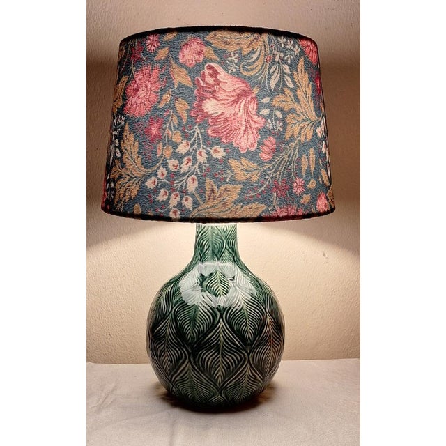 Vintage Table Lamp with Green Ceramic Base by Lamplove, 1990s, in Very Good conditions. Designed 1990 to 1999 European...