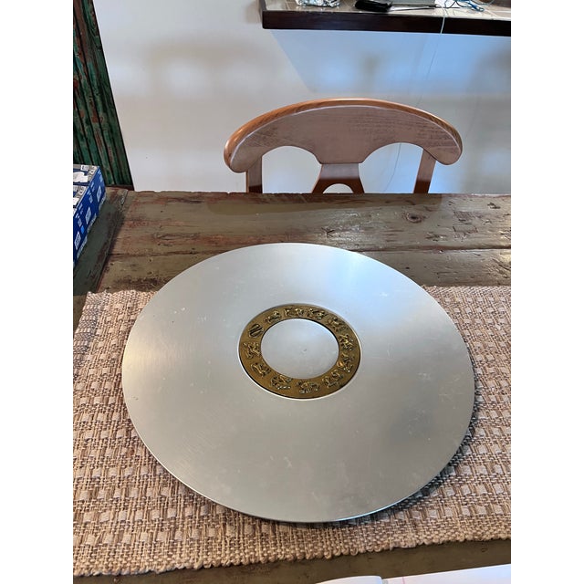 Vintage Kensington Pewter & Brass Chinese Zodiac Centerpiece Bowl For Sale In West Palm - Image 6 of 7