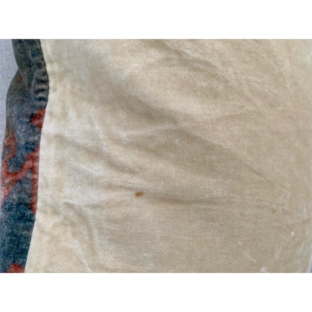 Pottery Barn Lumbar Decorative Pillow Velvet Printed 16” X 26” Reversible to Solid Natural Moroccan Style For Sale In Miami - Image 6 of 12