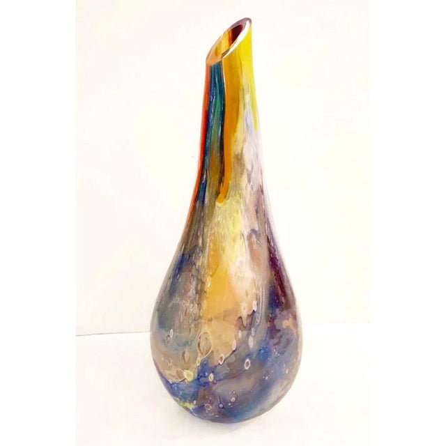 Italian Large Late 20th Century Italian Murano Overlaid Crystal Glass Decorative Vase For Sale - Image 3 of 10