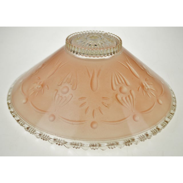 Vintage Pink Patterned Glass Ceiling Light Shade | Chairish