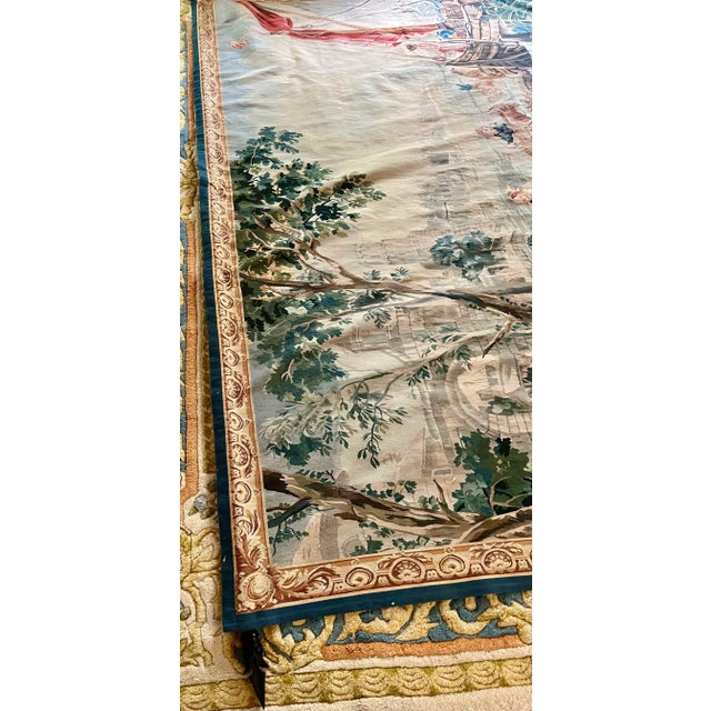 Large Vintage French Hand-Woven Colorful Tapestry For Sale - Image 12 of 12