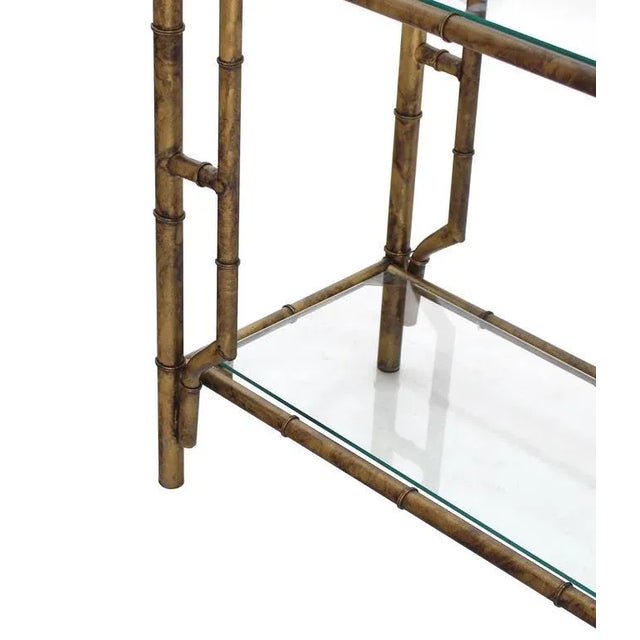 Metal Mid-Century Modern Faux Bamboo Arch Shape Glass Shelves Etagere For Sale - Image 7 of 8