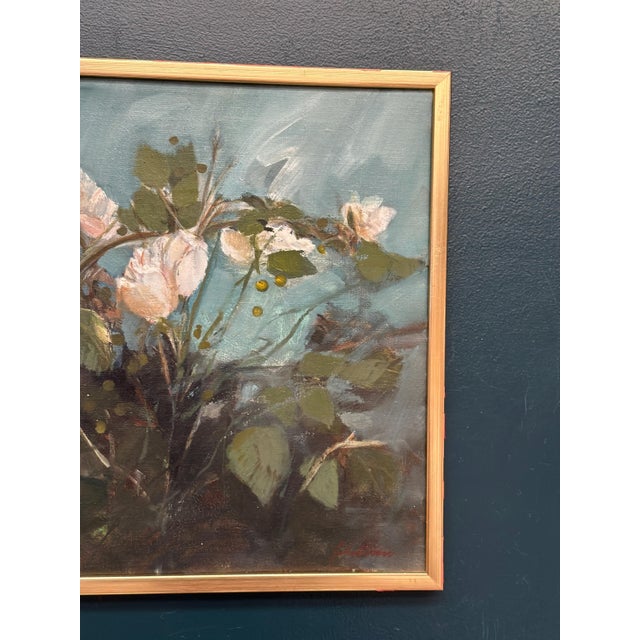 Mid-Century Modern M. Jakobsson, White Flowers, 1950s, Oil on Canvas, Framed For Sale - Image 3 of 18