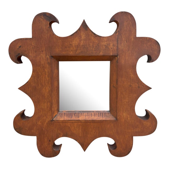 Folk Art Metal Industrial Mirror For Sale