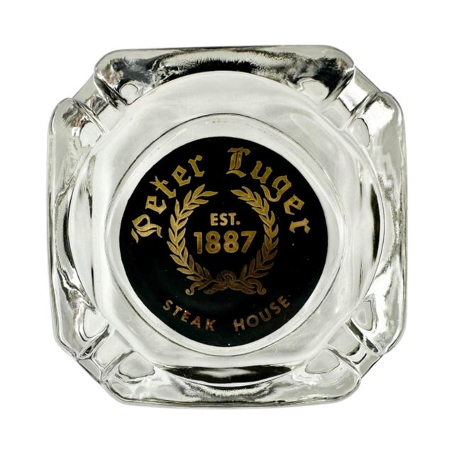 Glass Vintage Peter Luger Nyc Steakhouse Restaurant Glass Ashtray For Sale - Image 7 of 9