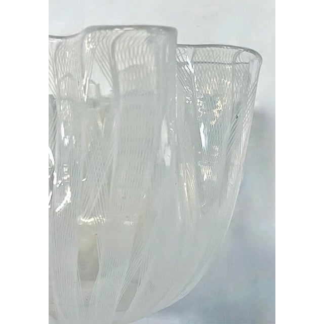 Venini Vintage Venini White and Clear Murano Glass Vase For Sale - Image 4 of 6