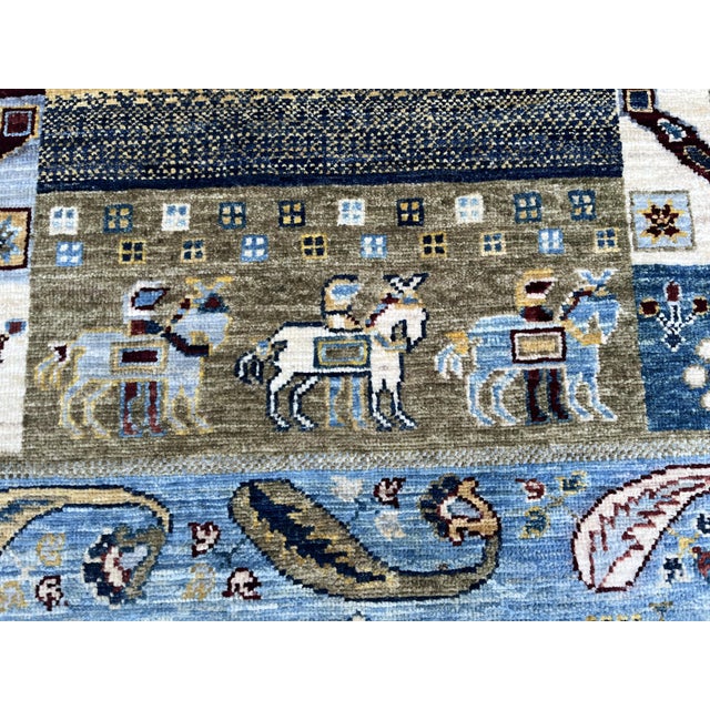 Hand-Knotted Kashkuli Gabbeh Patchwork Runner in Soft Blue, 2'9" X 9'3" For Sale - Image 6 of 12