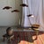 Wood Medium Flat Corrugated Teak Leaf Pendant Light with Floral Stripes, 1980s For Sale - Image 7 of 18