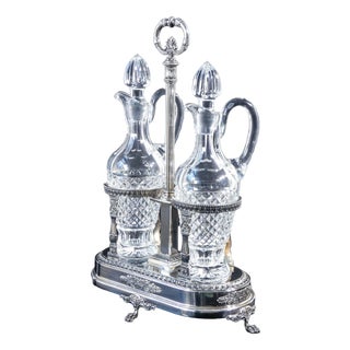 Cruet Set in 800 Silver and Crystal by Ricci Alessandria, Set of 3 For Sale