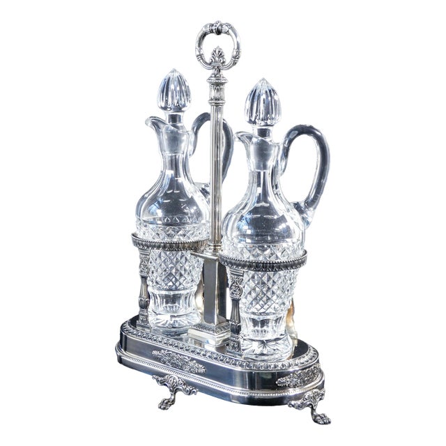 Cruet Set in 800 Silver and Crystal by Ricci Alessandria, Set of 3 For Sale