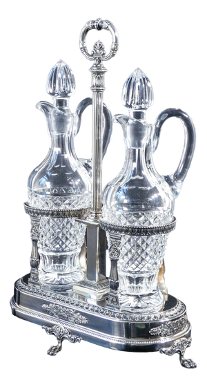 Cruet Set in 800 Silver and Crystal by Ricci Alessandria, Set of 3