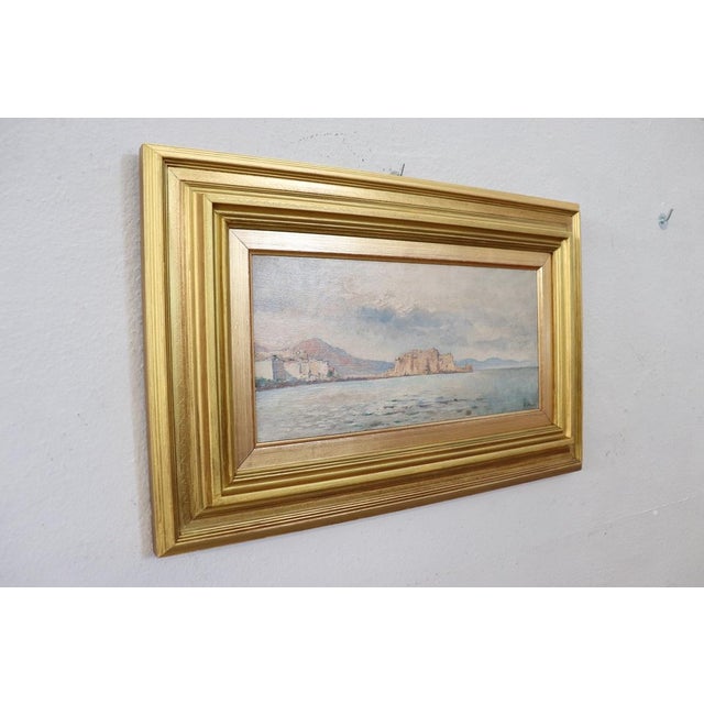 View of the Gulf of Naples, Oil Painting on Board, Early 20th Century, Framed For Sale - Image 4 of 13