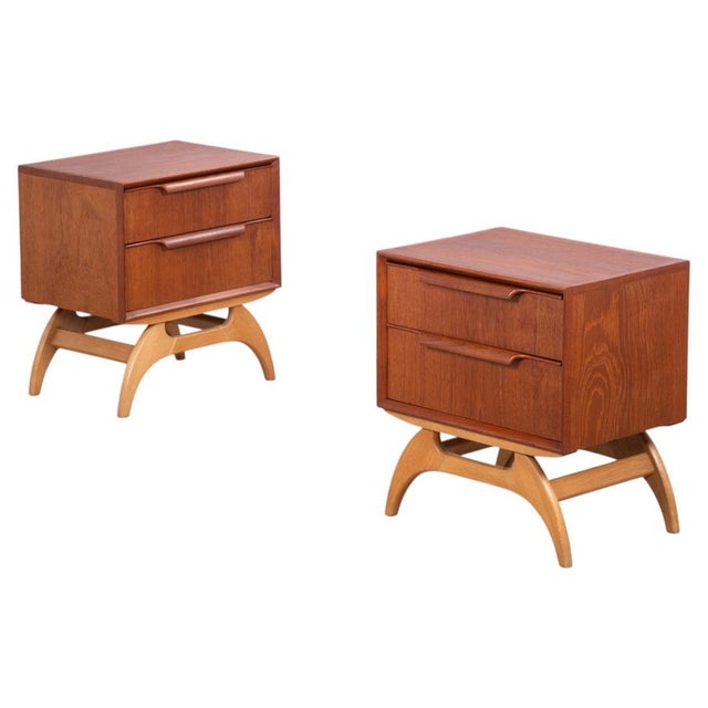 Teak Bedside Tables with Oak Frame, Denmark, 1960s, Set of 2 For Sale - Image 13 of 13