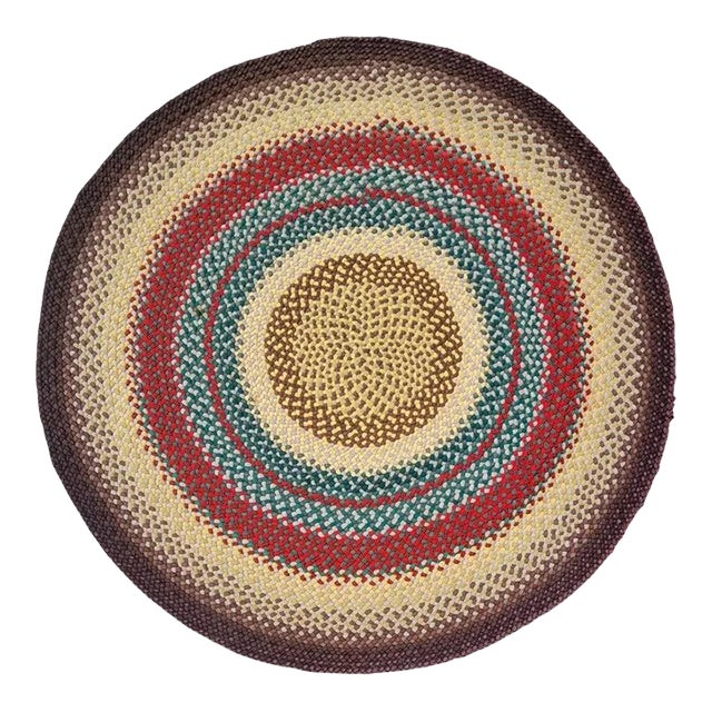 Wool Round Braided Round Floor Mat 7 Ft For Sale