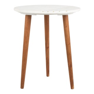 Round Marble Accent Table in Natural Brown & White & Gold For Sale