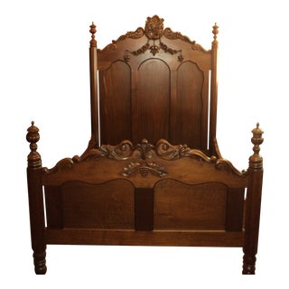 Ornate Walnut Victorian Bed Circa 1860's For Sale