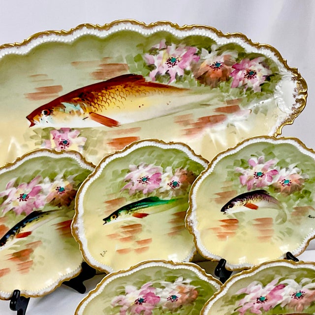 1800s Antique French Limoges Porcelain George Borgfeldt Fish Game Dinnerware Set - 13 Pieces, Service for 10. For Sale - Image 17 of 18