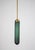 Midcentury style Pendant, Satin Brass, Gently brushed and lacquered brass, Emerald Hand crafted glass, Adjustable Height,...